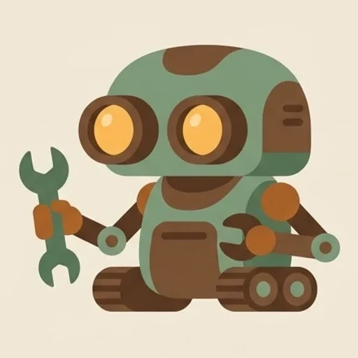 Illustration of a small green and brown builder robot holding a wrench, standing for Codex
